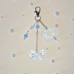 Charming Blue Star and Bow Keychain(handmade💗)